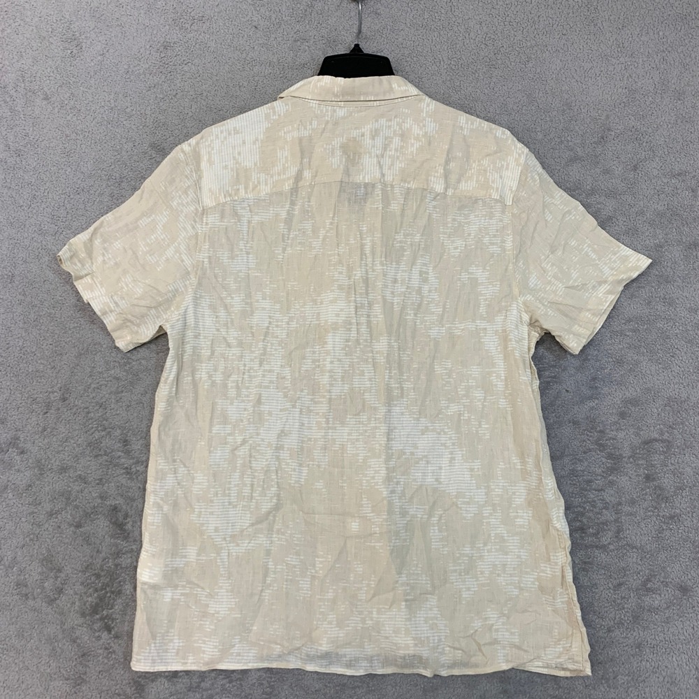 NWT Calvin Klein Classic Fit Button Down Shirt Men's Medium Beige Linen Blend - Picture 2 of 9